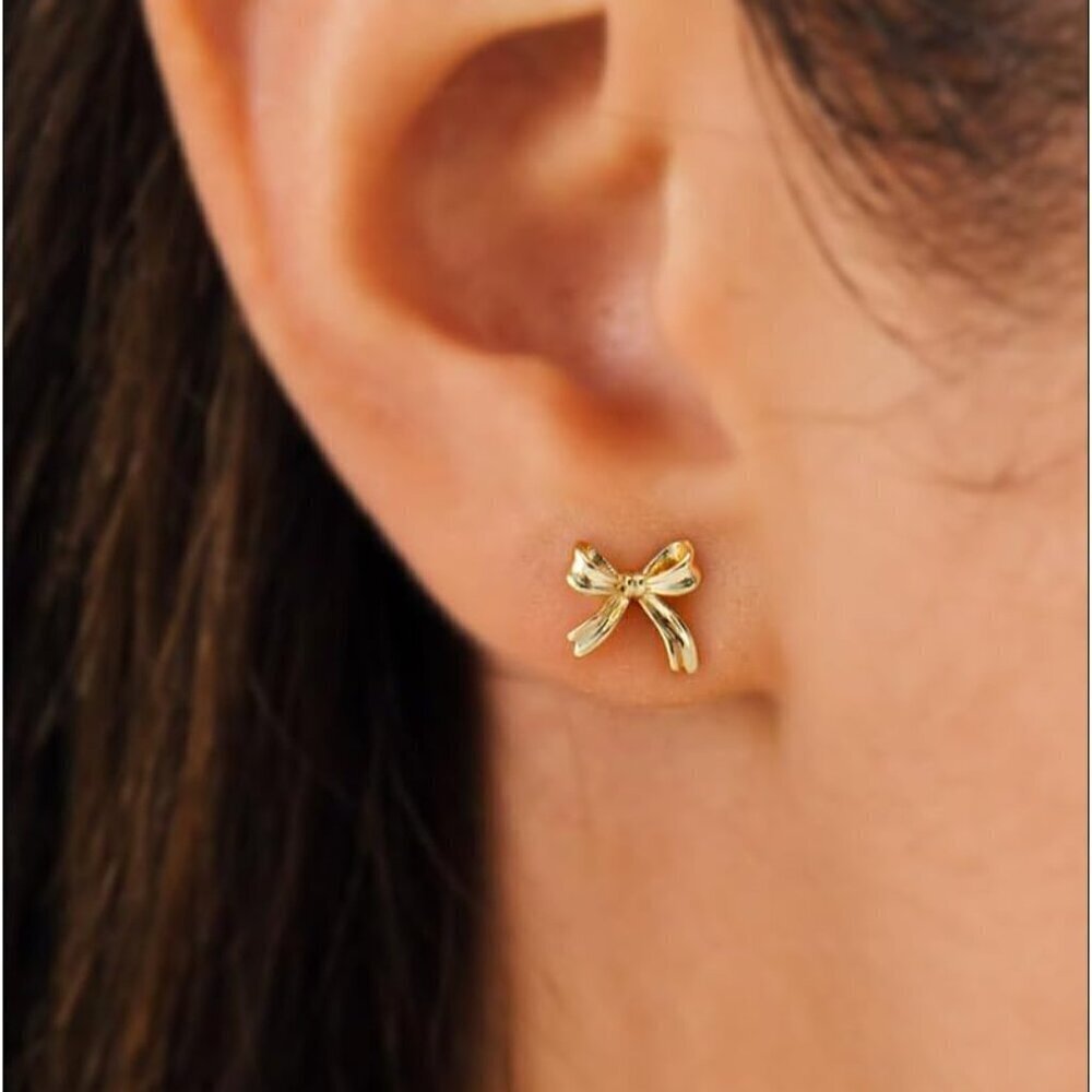 Gold Bow Earrings 14K Gold/Silver/Rose Gold Plated Dainty Cute Stylish Jewelry